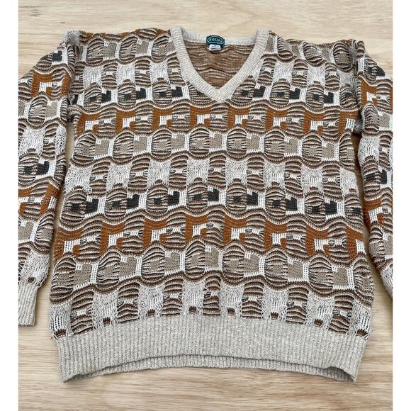 Rare/ Vintage Izod Sweater Men's Multi Color Size Medium Made In USA - Picture 2 of 5